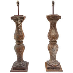 A Pair of Cast Iron Baluster Lamps
