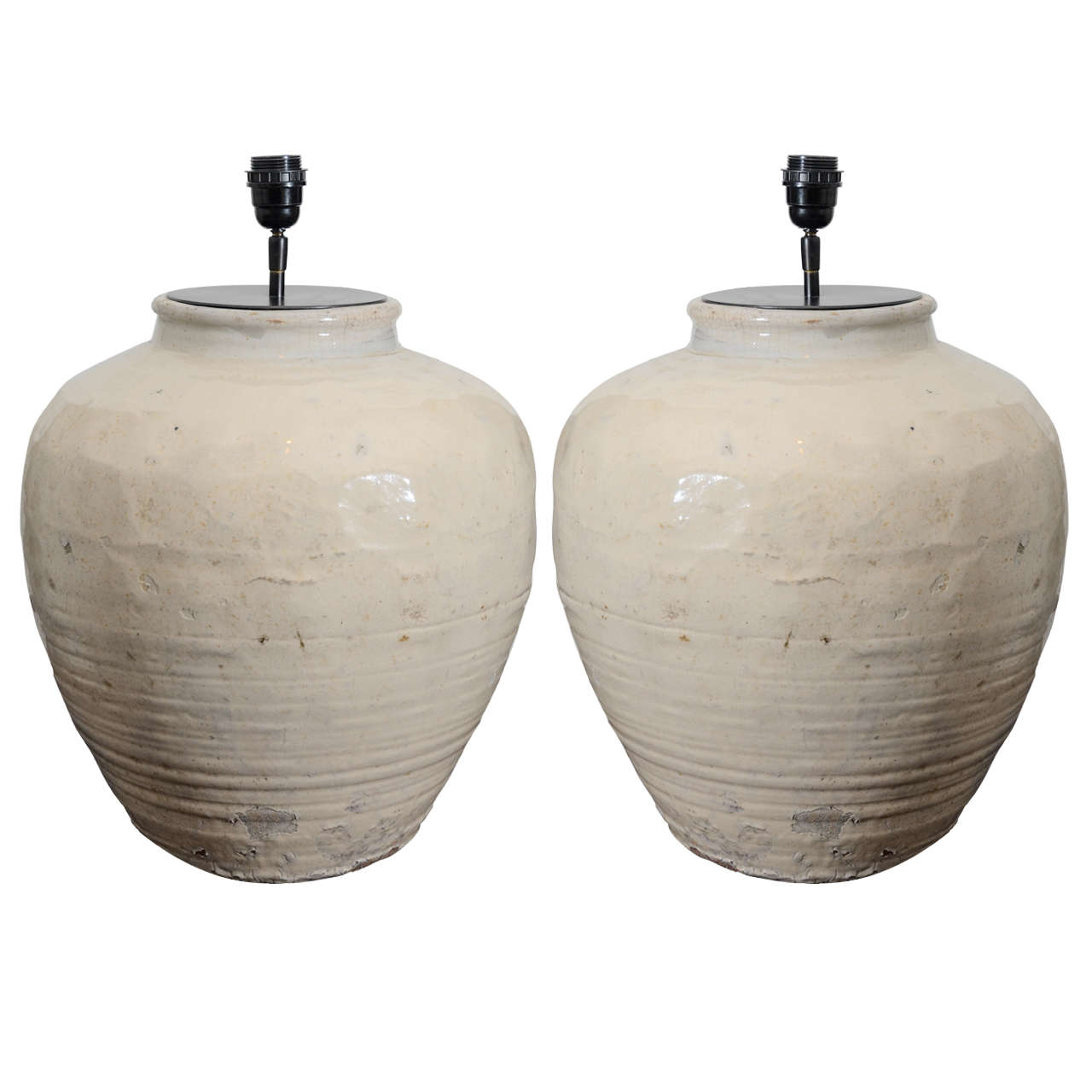 Pair of Belgian Terracotta Lamps