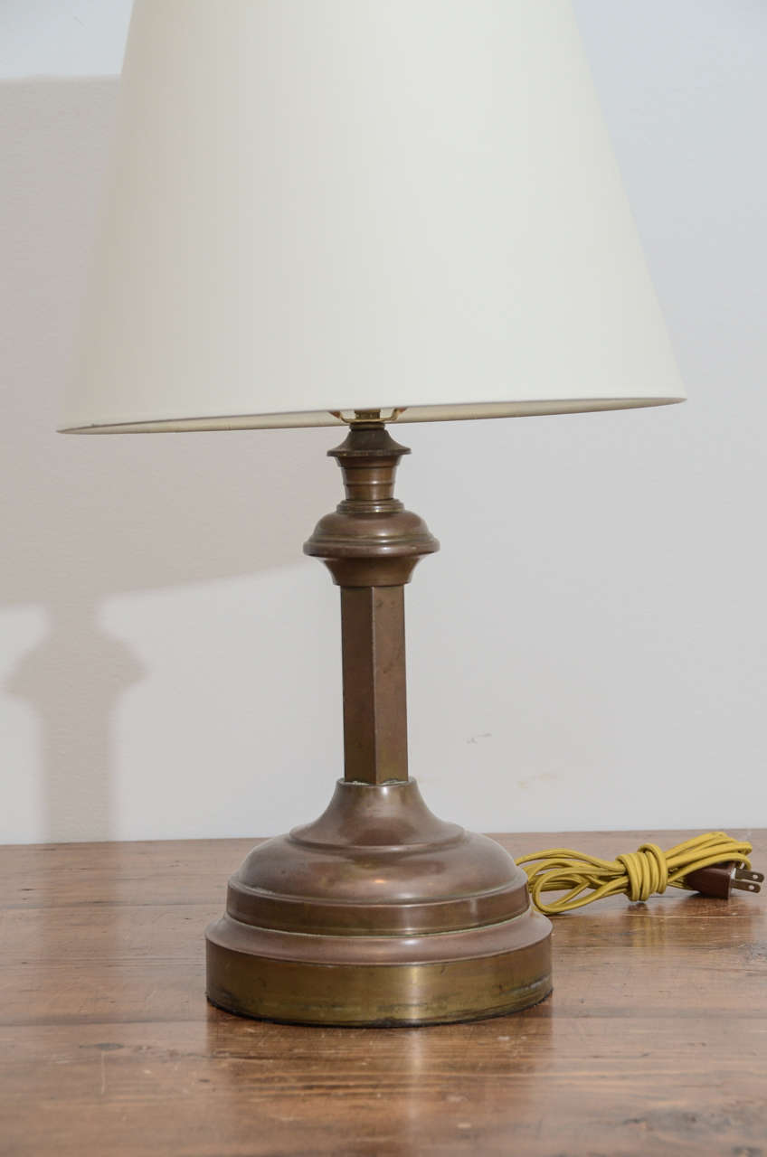 Vintage Brass Candlestick Converted into Table Lamp In Good Condition In New York City, NY