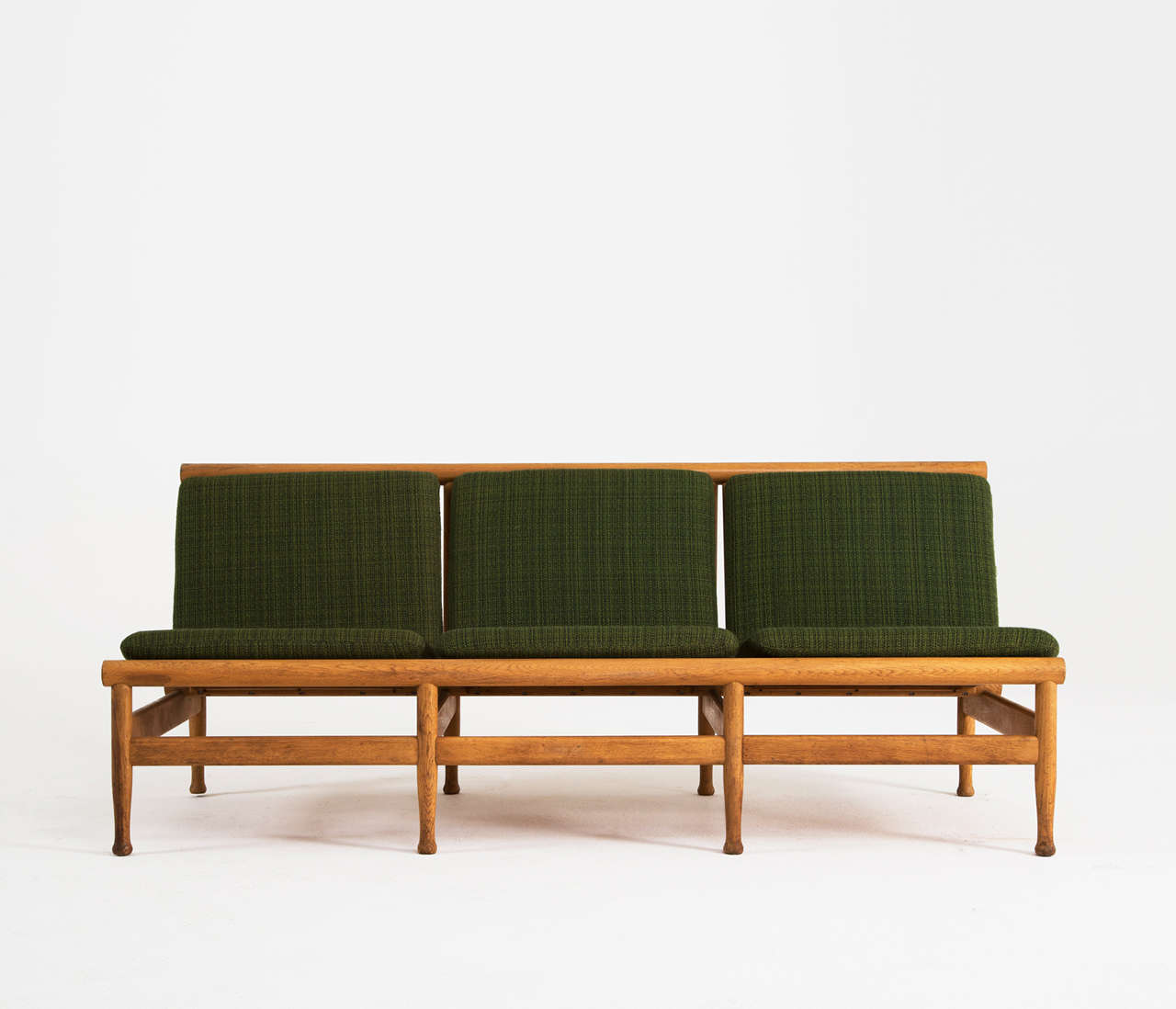 Scandinavian Modern Solid Oak Danish Three-Seater Sofa