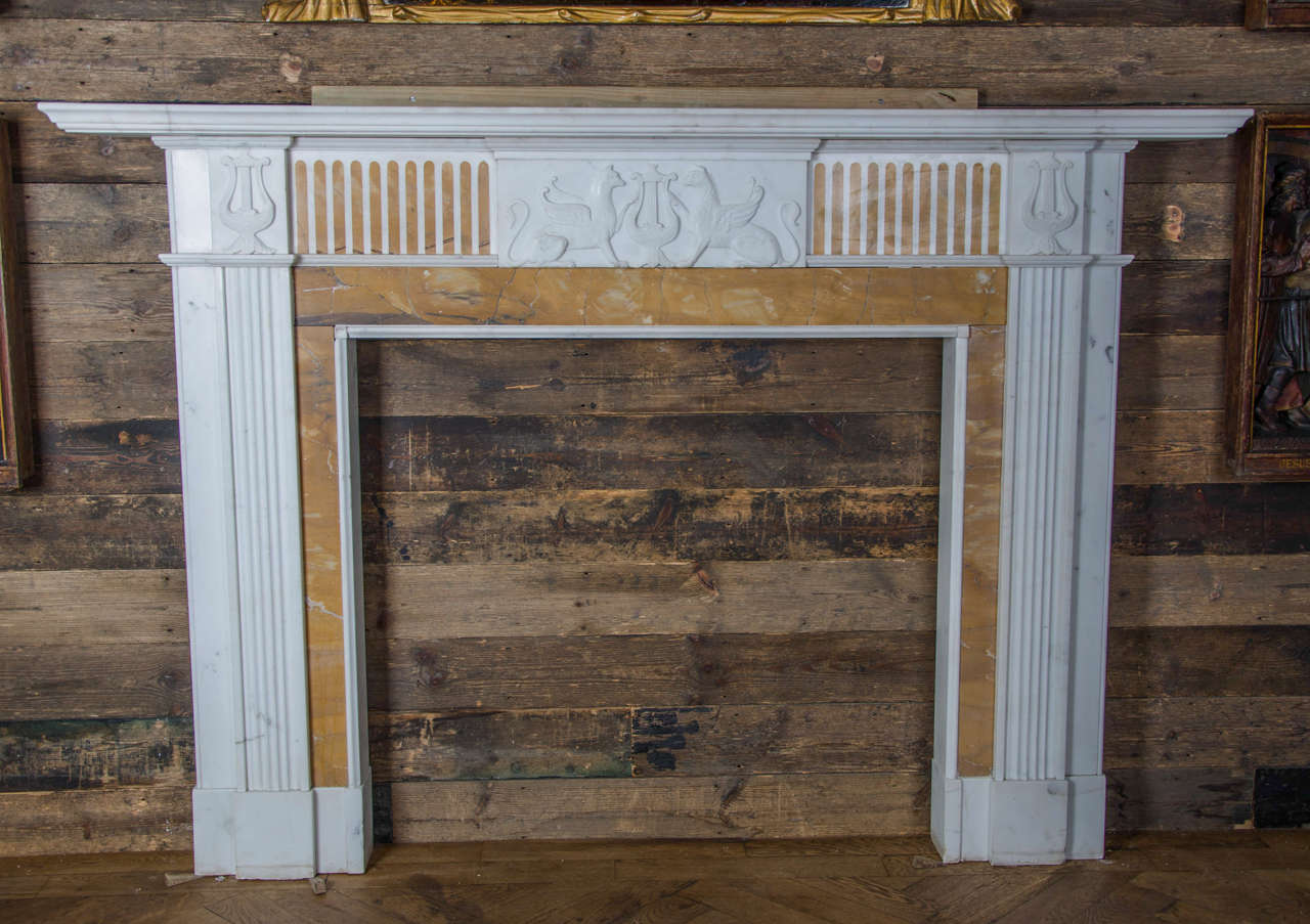 English Georgian Style Statuary and Sienna Marble Fire Surround