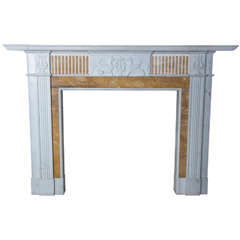 Vintage English Georgian Style Statuary and Sienna Marble Fire Surround