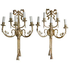 Pair of Large Neoclassical Adams Style Brass Sconces