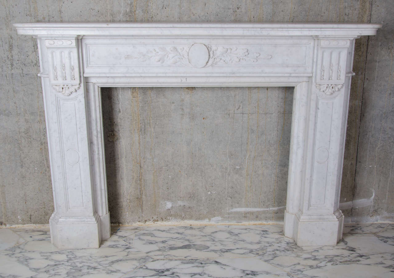 Grand Louis XIV Style Carrara Marble Fire Surround