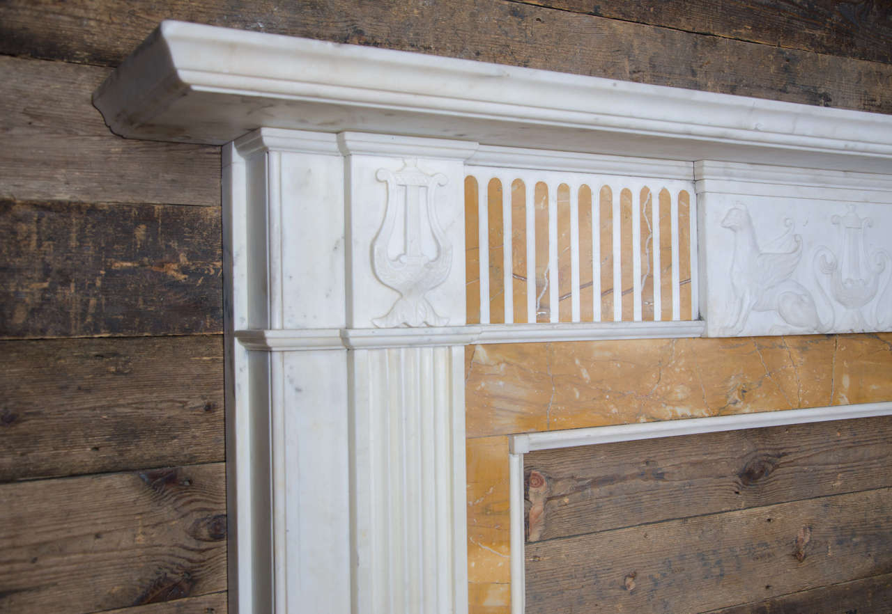 British Georgian Style Statuary and Sienna Marble Fire Surround