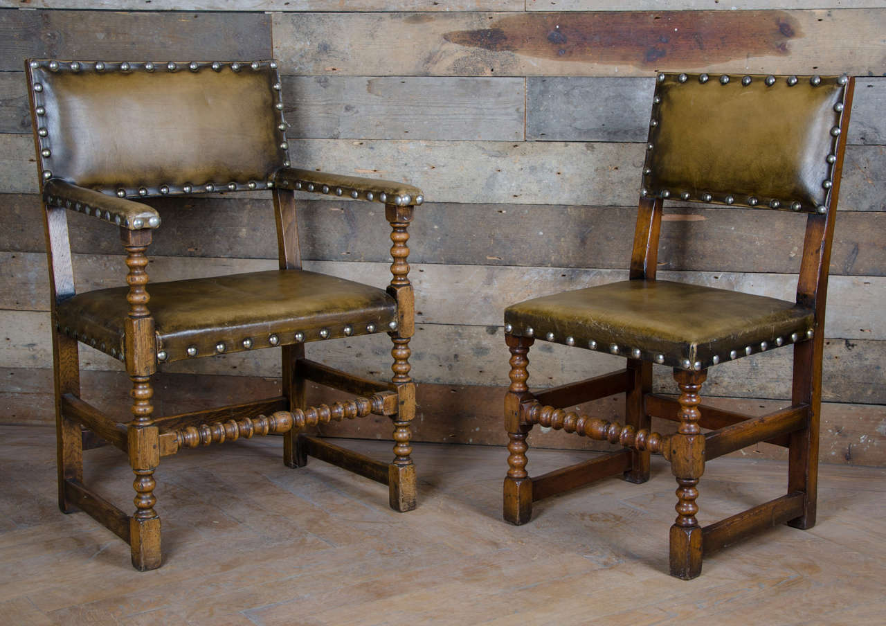 Early 20th Century Oak Refectory Table and Dining Chairs 4