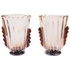 Pair of vases in Ametista by Barovier Toso (signed)
