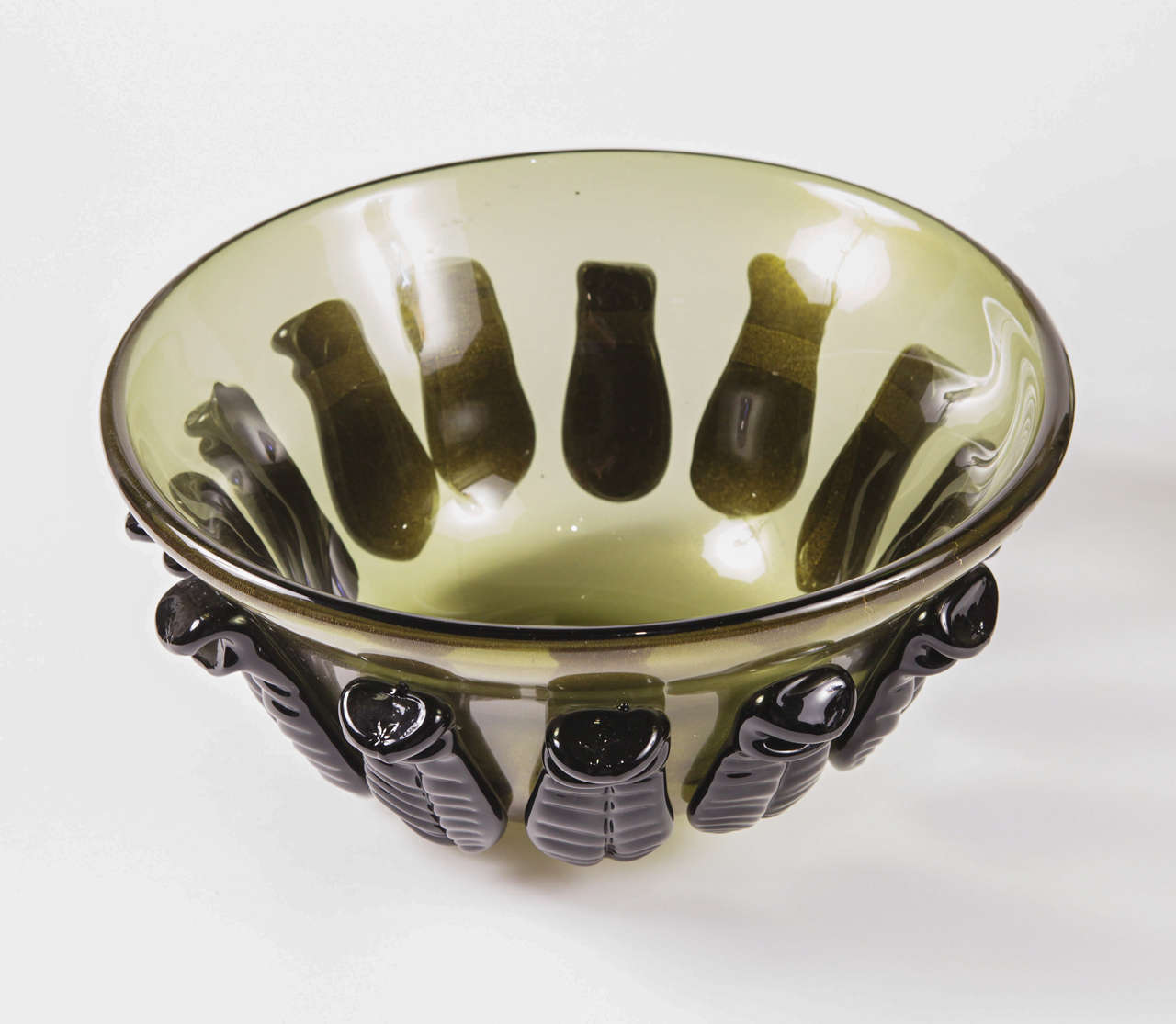 Pair of Green and Black bowls by Cenedese For Sale 3