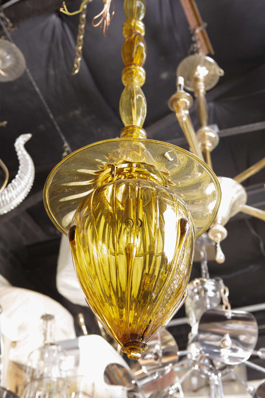 Italian Amber Murano Lantern Attributed to Barovier For Sale