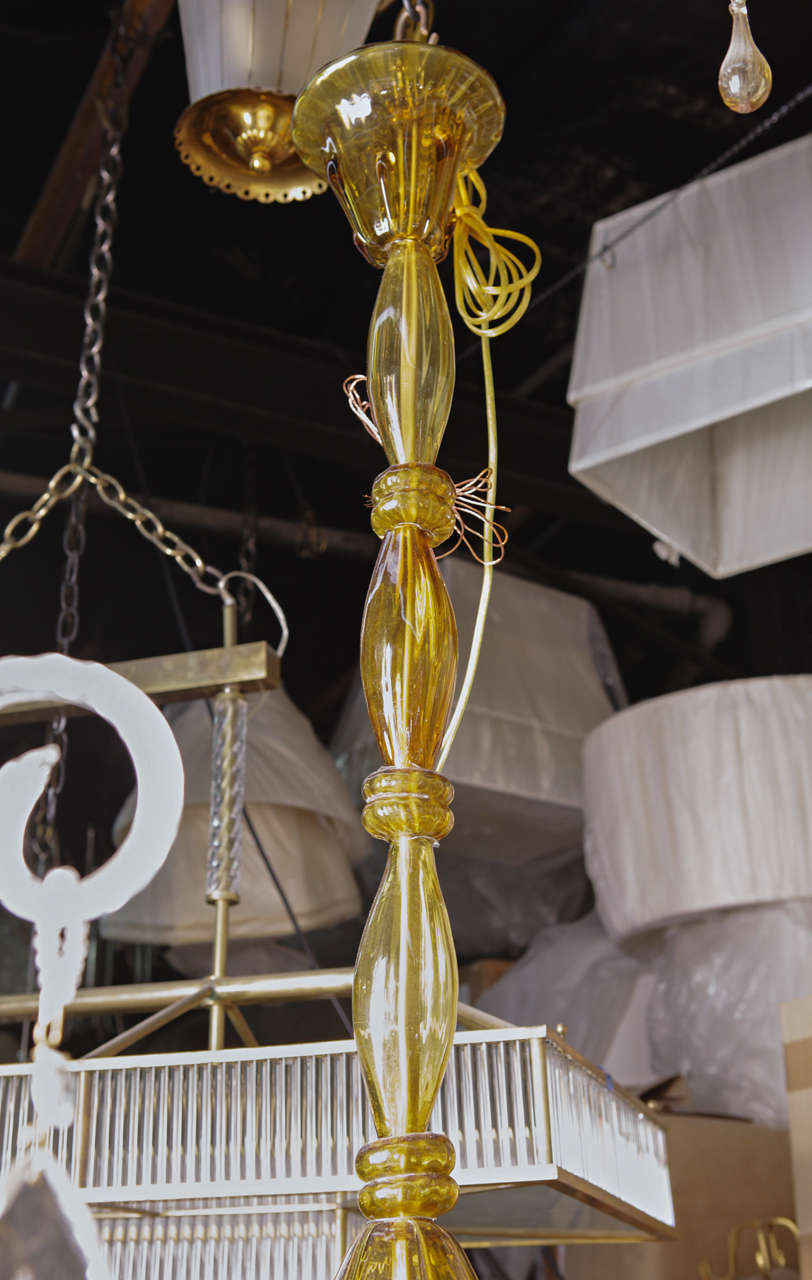 Mid-20th Century Amber Murano Lantern Attributed to Barovier For Sale