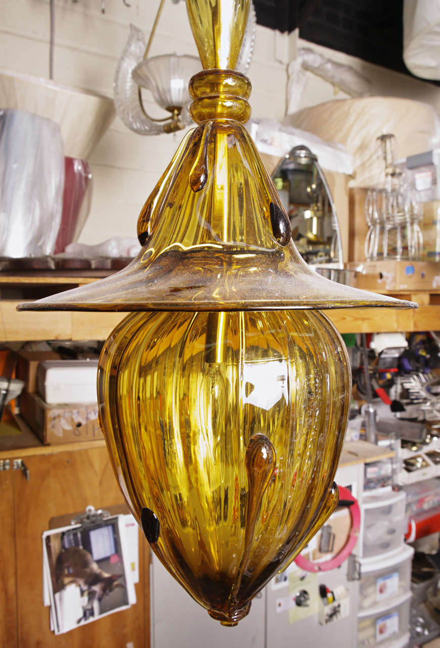 Murano Glass Amber Murano Lantern Attributed to Barovier For Sale