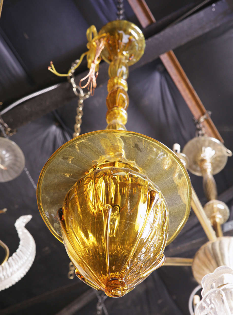 Amber Murano Lantern Attributed to Barovier For Sale 4