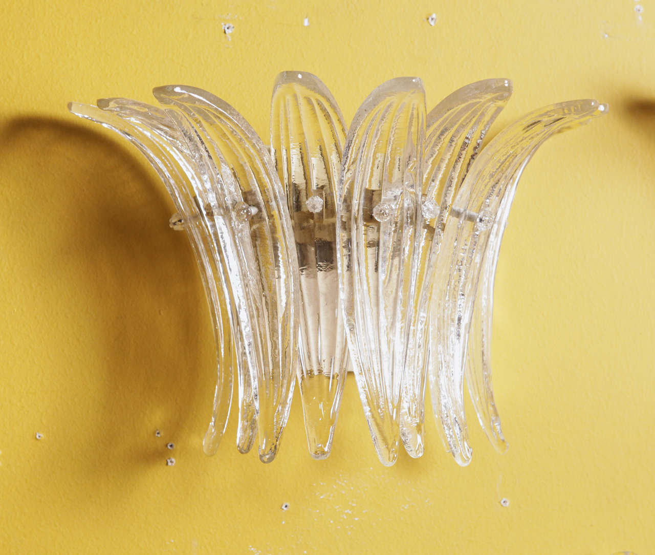 Pair of Murano Glass Feather Form Sconces, 1970 In Excellent Condition For Sale In Dallas, TX