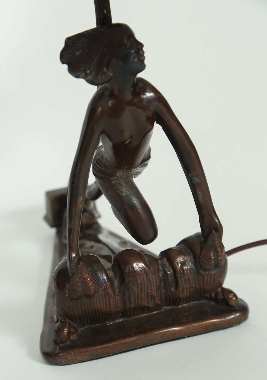 Bronze Lady Lamp In Excellent Condition In Pasadena, CA