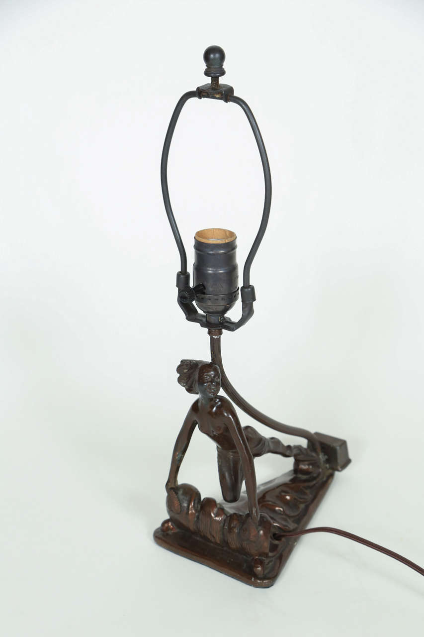 Mid-20th Century Bronze Lady Lamp