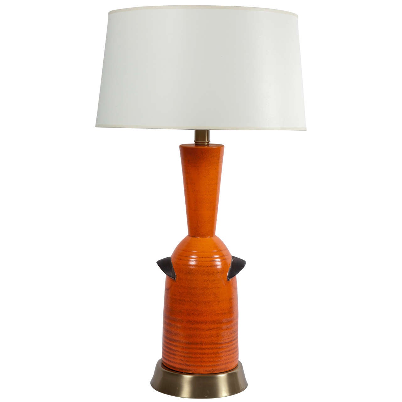 Lampe de bureau en poterie orange Raymor