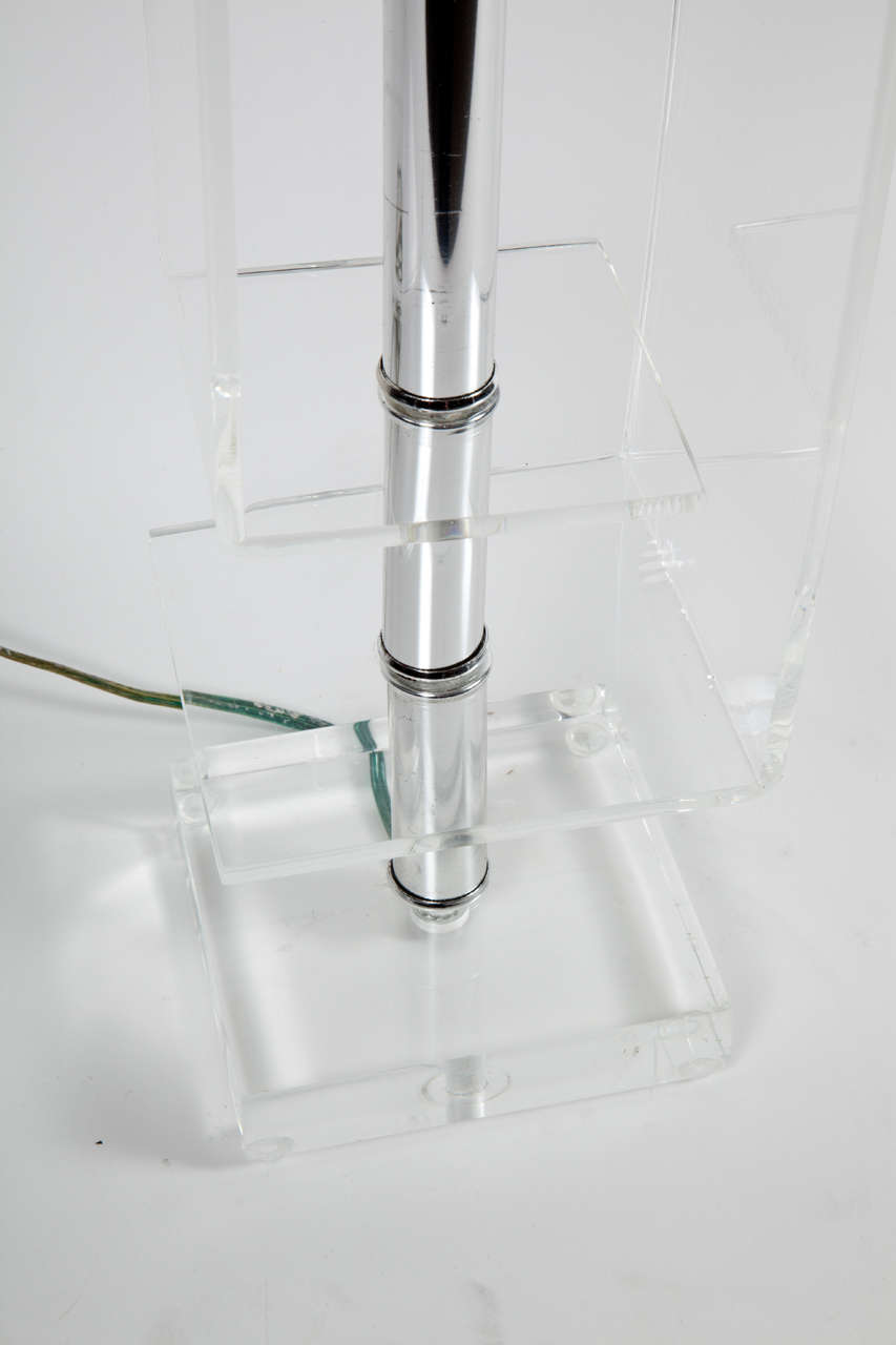 Minimalist 1970s Lucite and Chrome Table Lamp