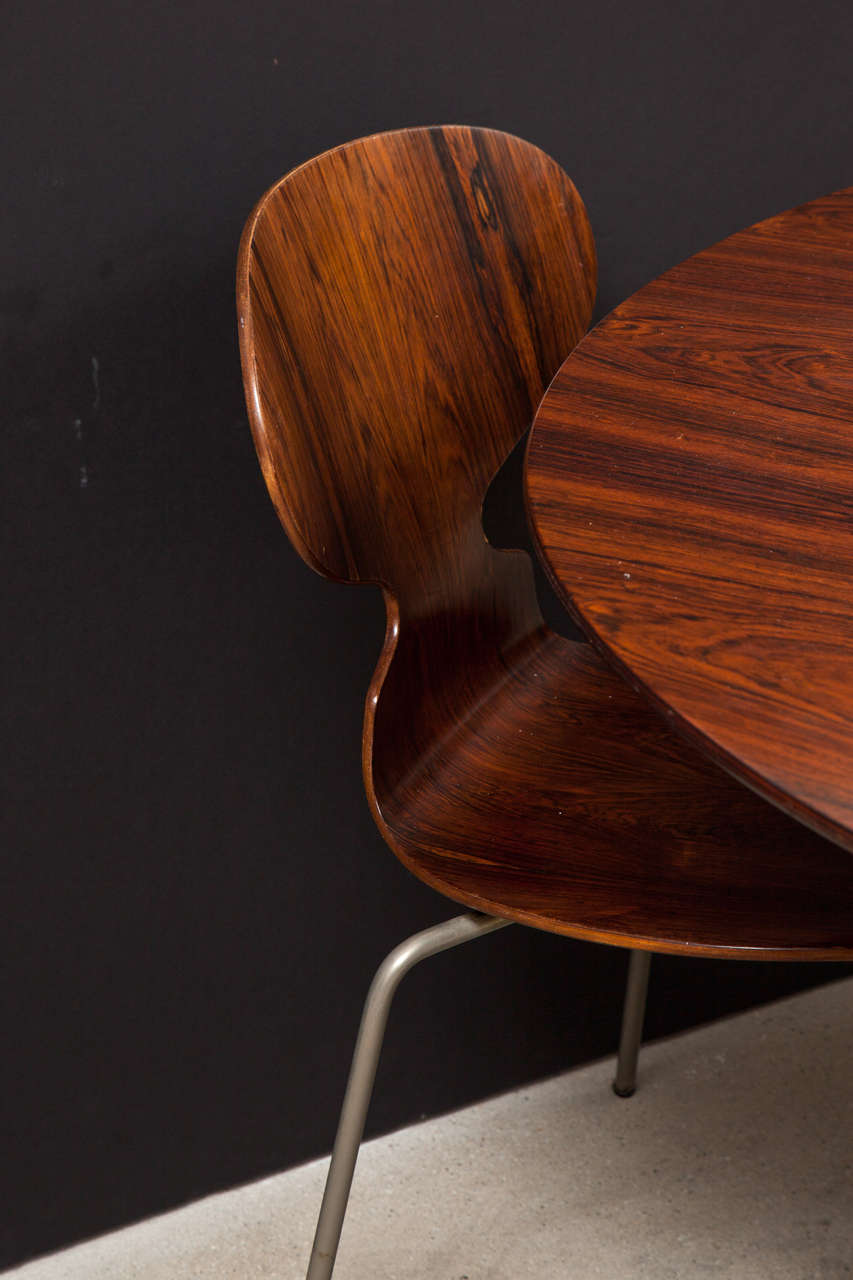 Mid-Century Modern Ant Rosewood Table and Dining Chair Set by Arne Jacobsen