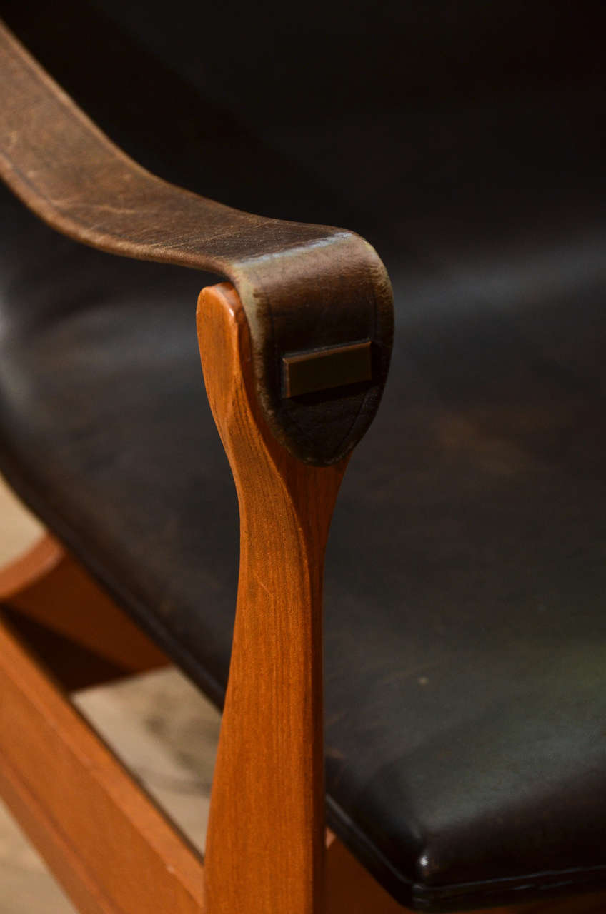 Danish Pair of Safari Chairs by Karen and Ebbe Clemmensen in Black Leather