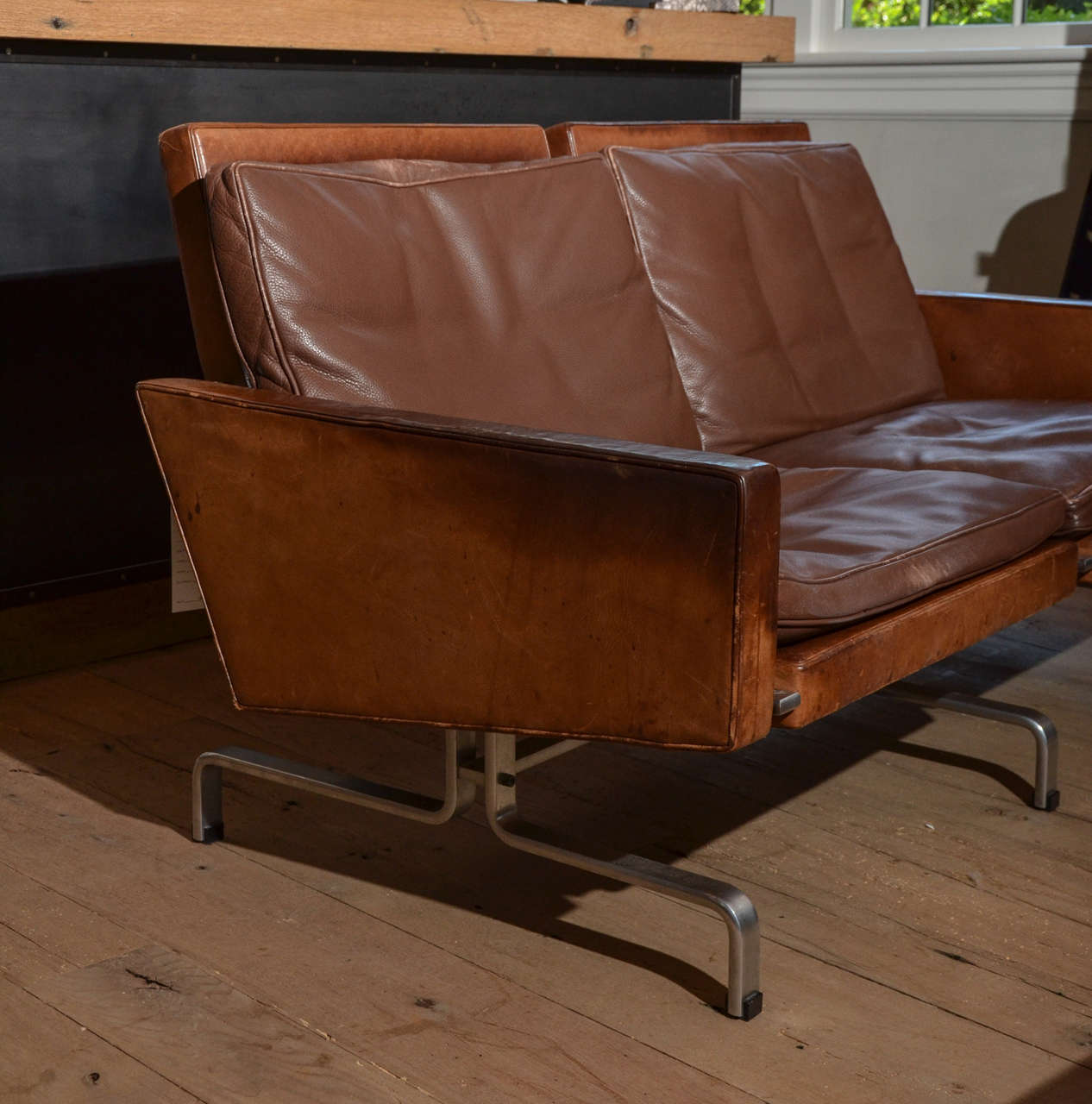 Mid-Century Modern Poul Kjaerholm PK 31 Leather and Steel 1958 Sofa