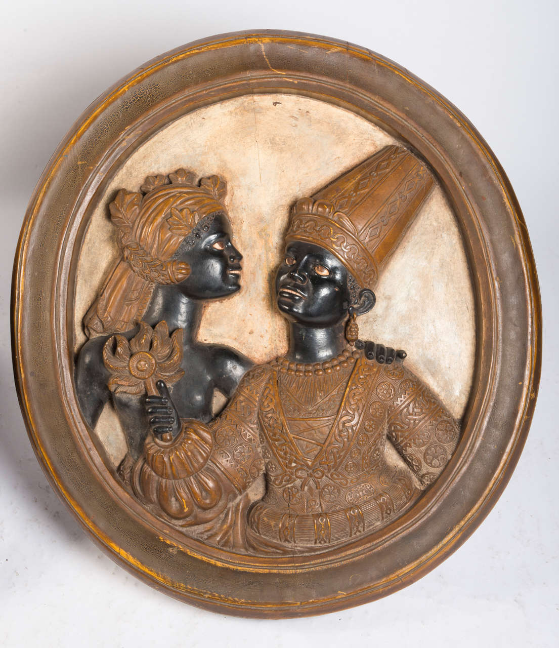 Italian Solid Wood Carvings of Nubian Figures For Sale