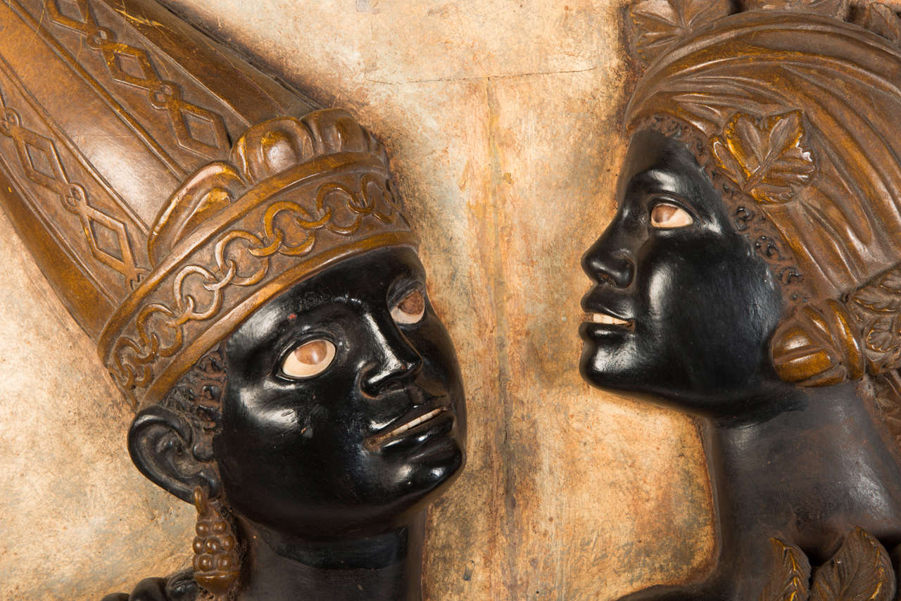 Carved Solid Wood Carvings of Nubian Figures For Sale