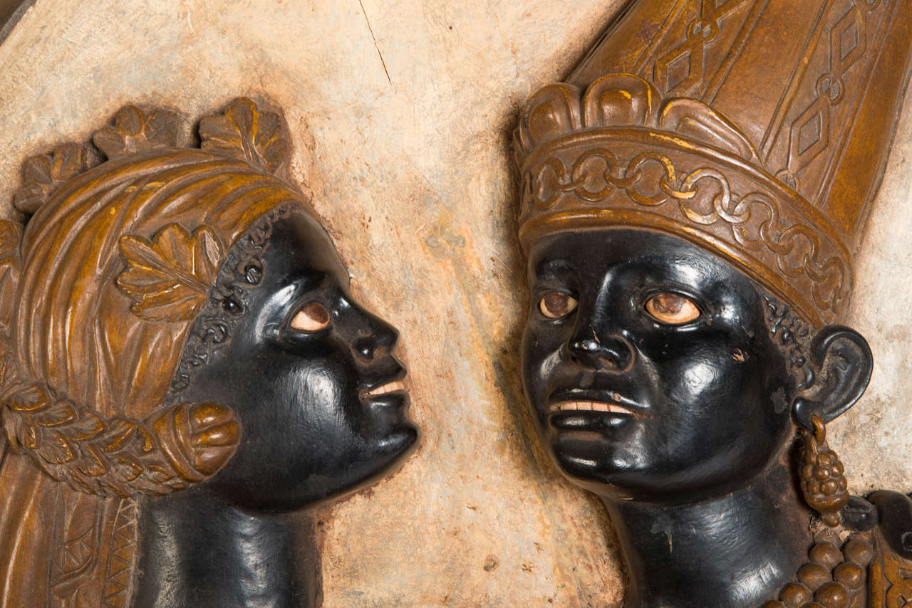Solid Wood Carvings of Nubian Figures In Excellent Condition For Sale In Derbyshire, GB