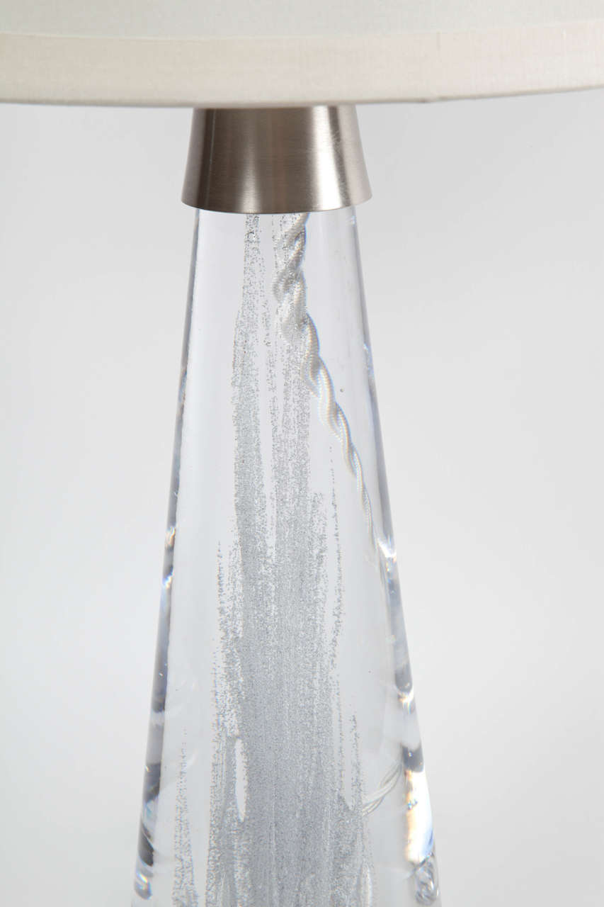 Swedish Pair of Conical Shaped Glass Lamps by Vicke Lindstrand for Kosta