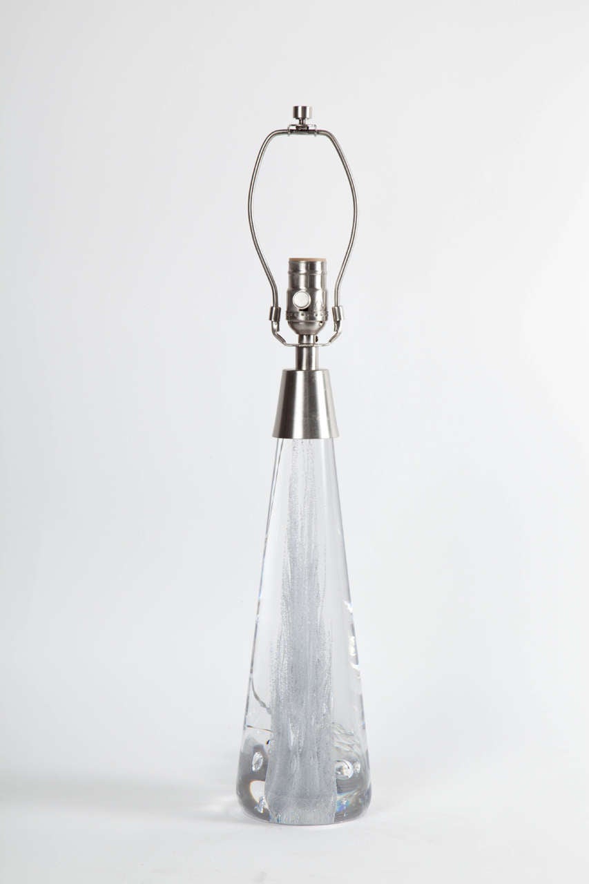 Pair of Conical Shaped Glass Lamps by Vicke Lindstrand for Kosta In Excellent Condition In New York, NY