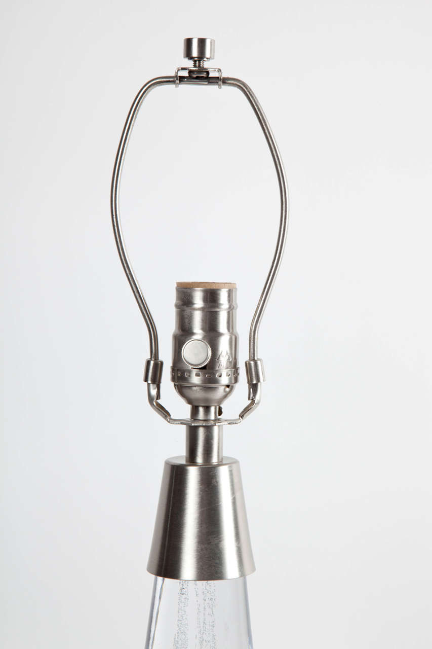 20th Century Pair of Conical Shaped Glass Lamps by Vicke Lindstrand for Kosta