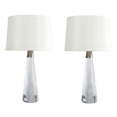 Pair of Conical Shaped Glass Lamps by Vicke Lindstrand for Kosta 5