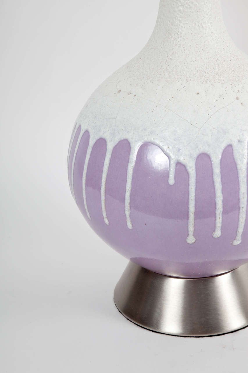 Mid-Century Modern Pair of Lilac Glazed Ceramic Lamps