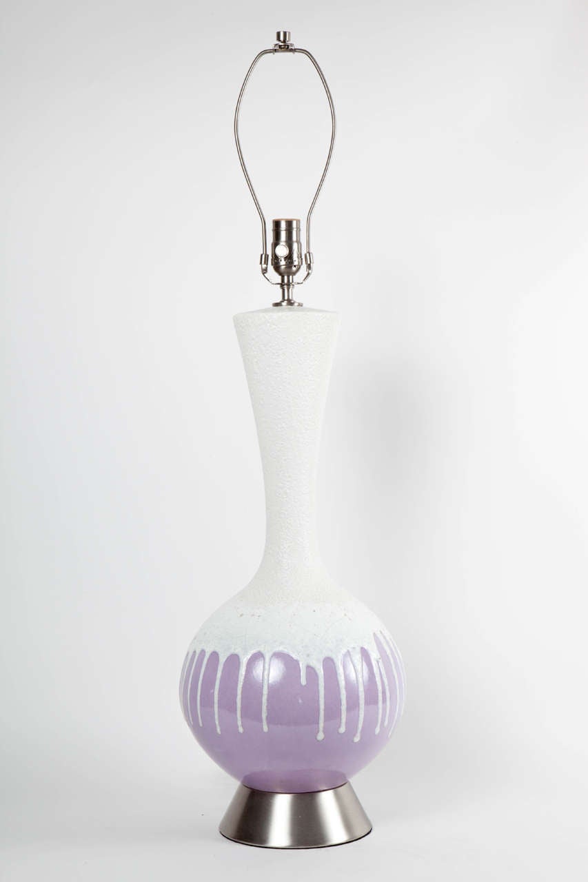 Pair of Lilac Glazed Ceramic Lamps In Excellent Condition In New York, NY