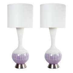 Pair of Lilac Glazed Ceramic Lamps