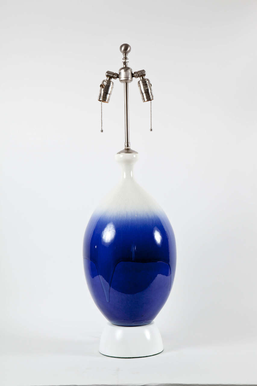 20th Century Mid Century Italian Ombre Glazed Ceramic Lamp