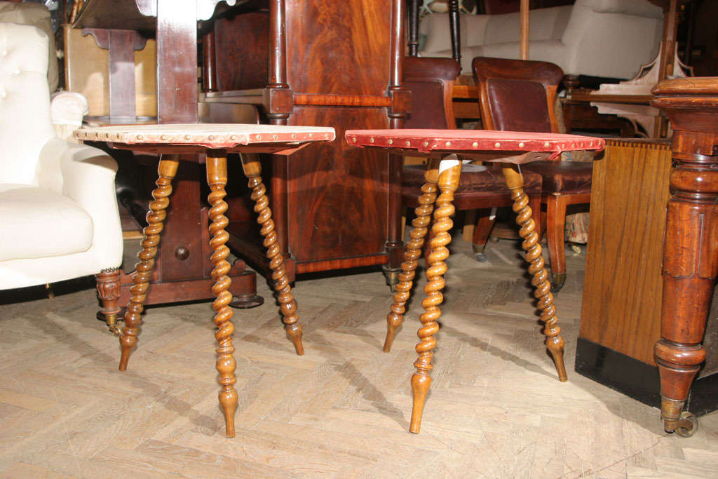 19th Century Arts & Crafts Barley Twist Tables-Pair