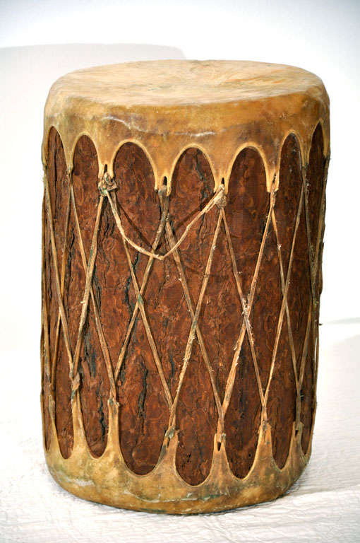 American Early 20th Century Hand Made Indian Drum