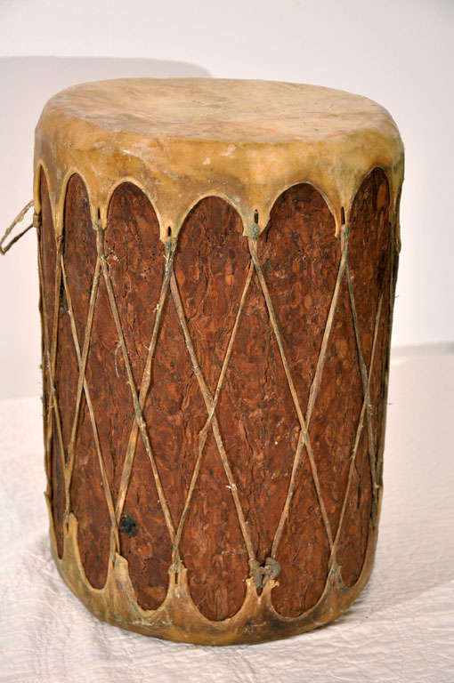 Wood Early 20th Century Hand Made Indian Drum