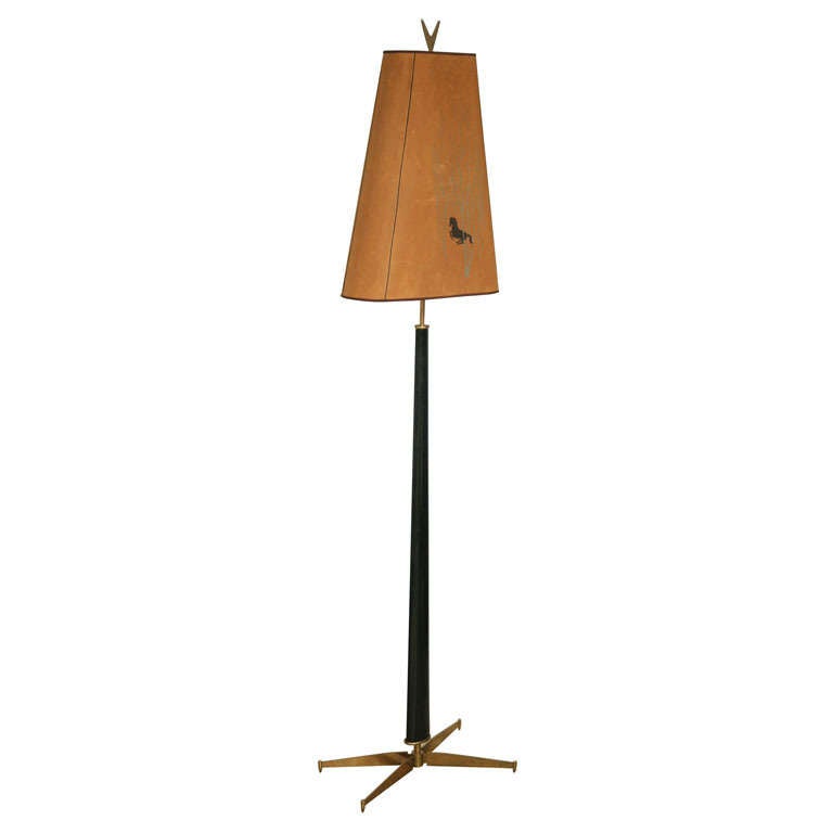 Italian Modern Rosewood and Brass Floor Lamp