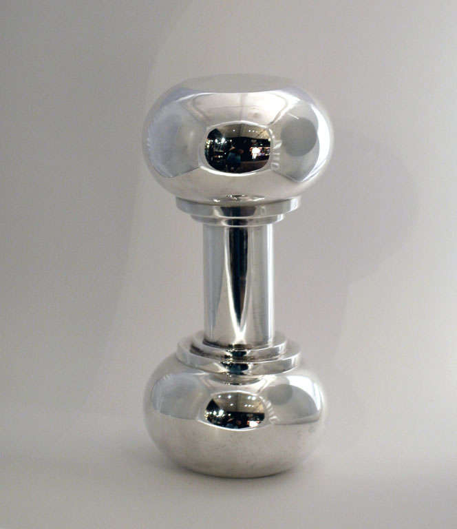 English Asprey Silver Plate Cocktail Shaker in the Shape of a Dumbbell
