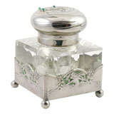 Art Nouveau Silver and Crystal Inkwell