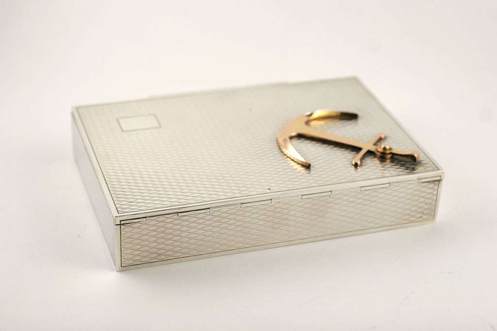 Hermes Sterling Silver and Gilt Anchor Box In Excellent Condition In New York, NY