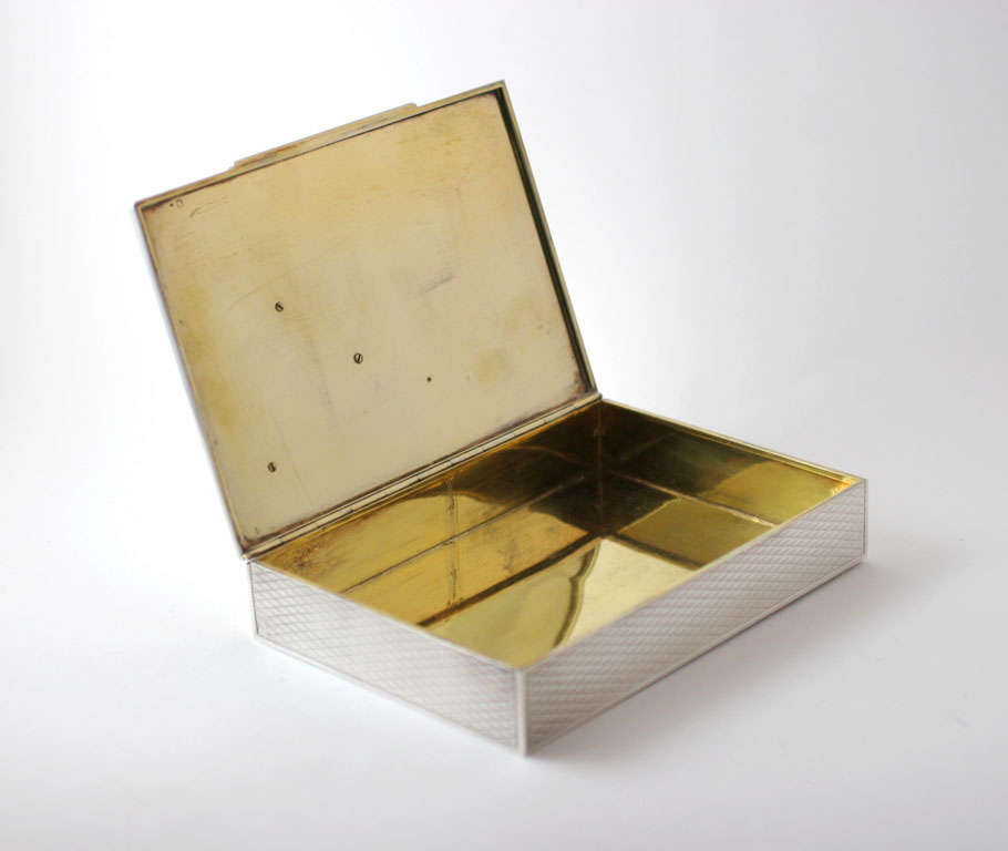 Mid-20th Century Hermes Sterling Silver and Gilt Anchor Box