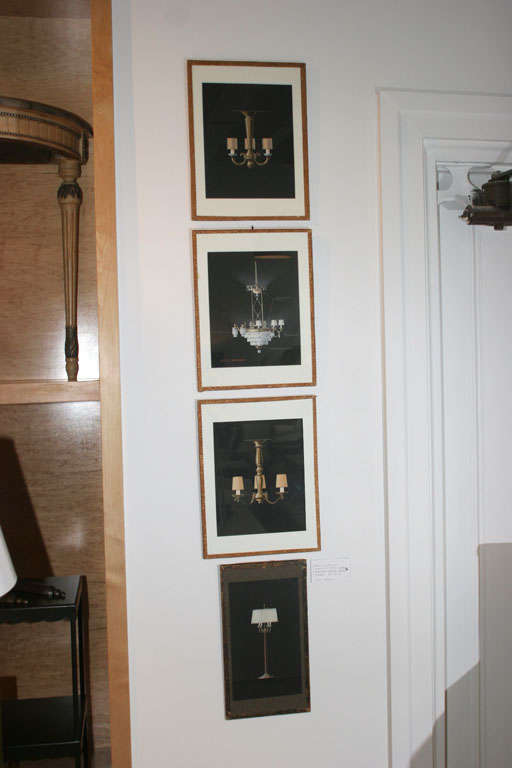 Set of Four Original Renderings of Lamp Studies, French