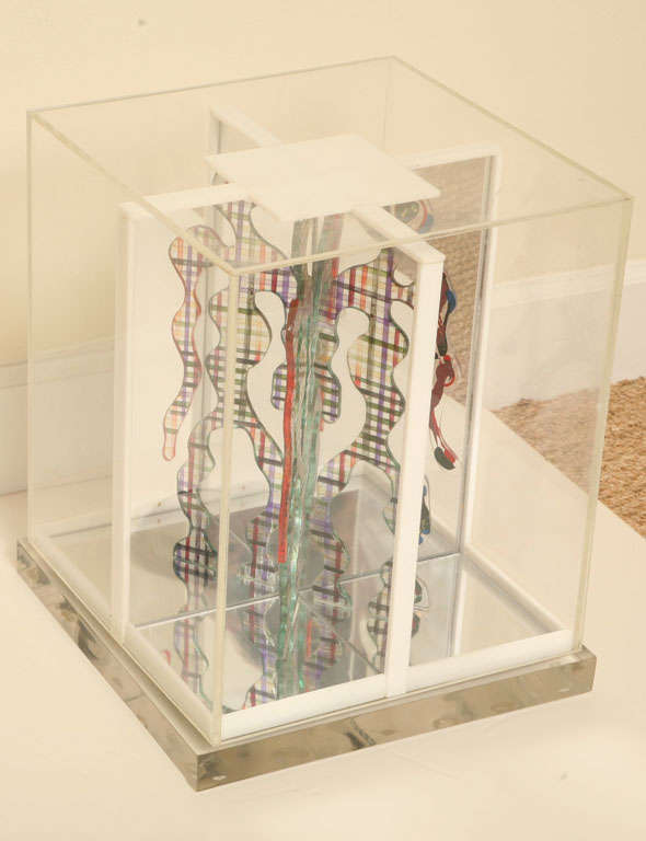 One of a Kind Lucite Sculpture in Lucite Block Casing