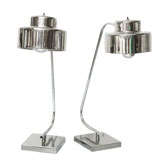 Pair of 60
s Danish Chrome Lamps