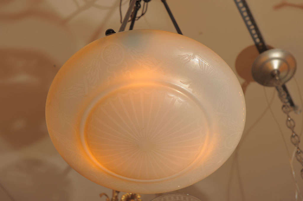 20th Century Matched Pair of Steuben Calcite Bowl Shaped Chandeliers