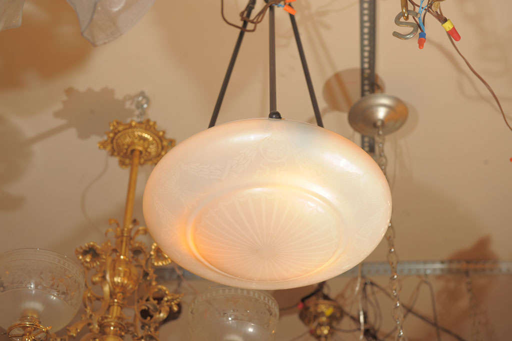 Matched Pair of Steuben Calcite Bowl Shaped Chandeliers 2