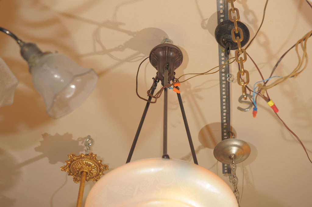 Matched Pair of Steuben Calcite Bowl Shaped Chandeliers 3