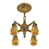  Four Arm Chandelier with Steuben Shades